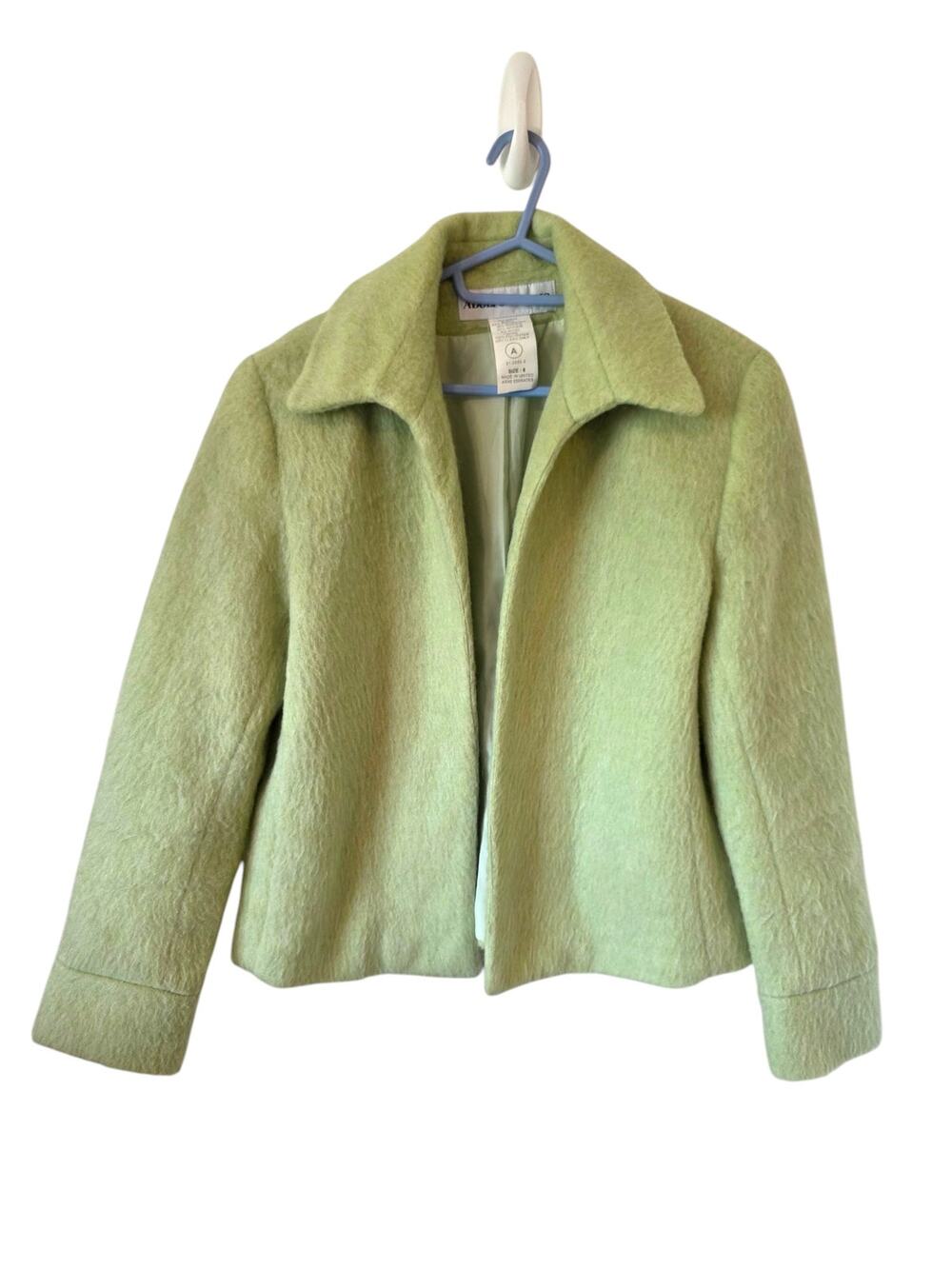 Vintage Adolfo Studio Womens Mohair Wool Blend Jacket Size 8 Green